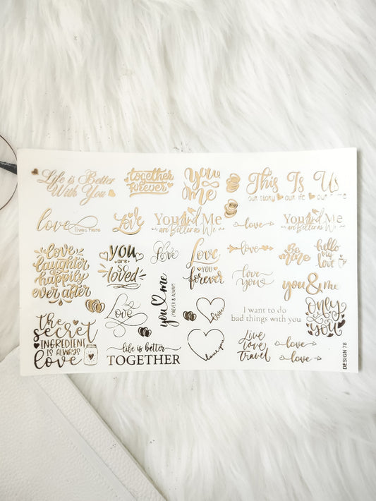 Love Embossed Sticker Sheet A5 - D83