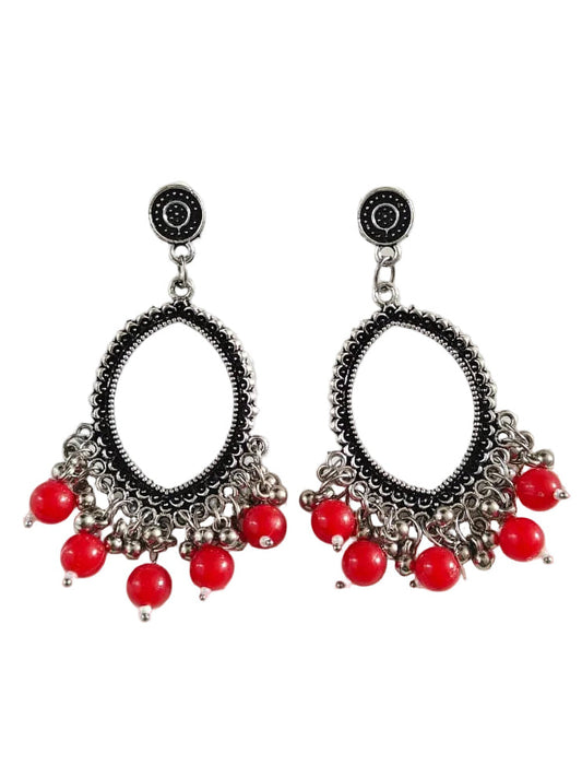 Silver Evil Eye Red Beaded Jhumka Base