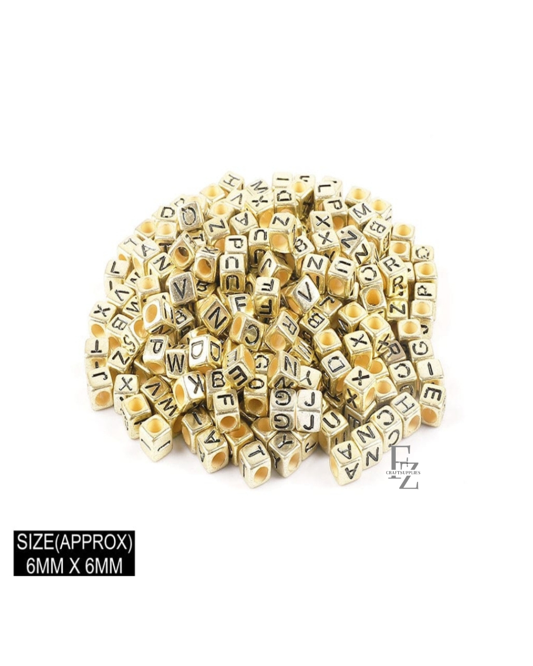 Square Gold Alphabet Beads - 20g