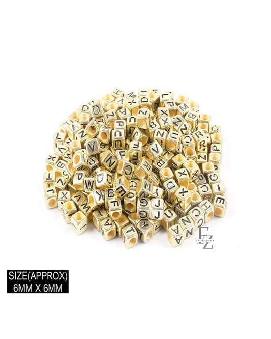 Square Gold Alphabet Beads - 20g