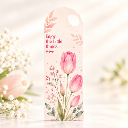 Pink Tulip Floral Bouquet Flower Card - 5 pieces pack
