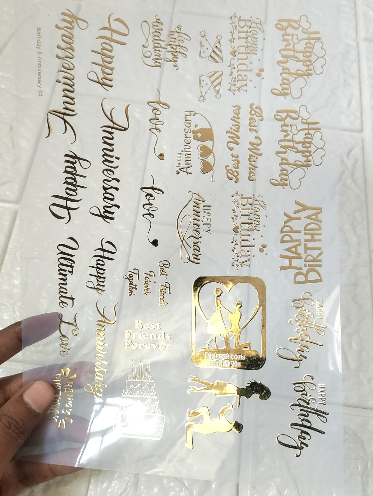 Couple Gold Embossed Insert Sheet - D1