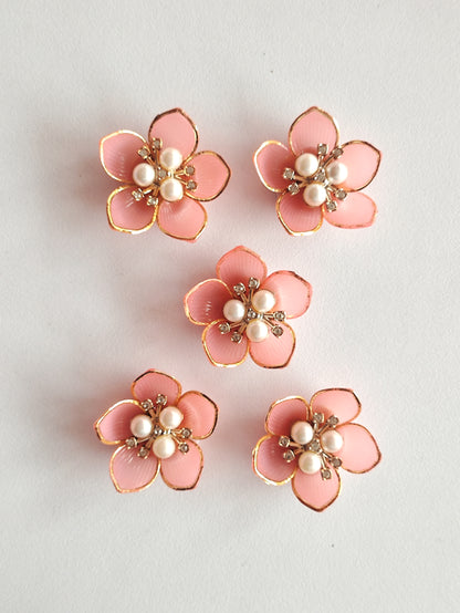 Ready Acrylic Flower Peach - Pack of 5