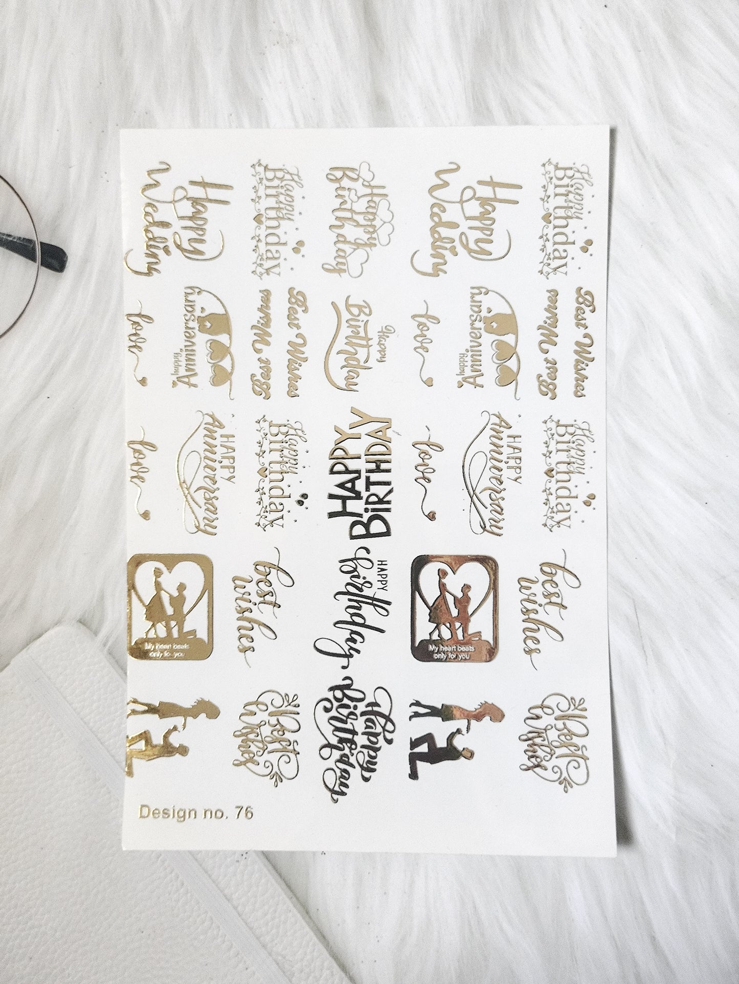 Couple Embossed Sticker Sheet A5 - D82