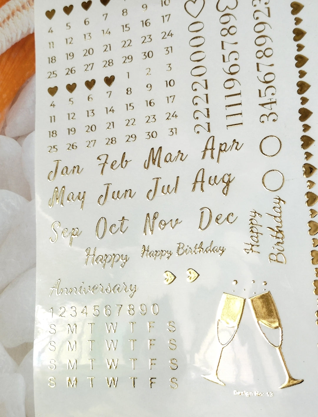 Calendar Embossed Sticker sheet A5 - D6