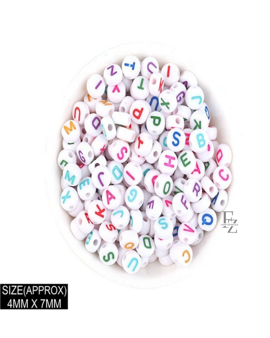 Multi Color Round Alphabet Beads - 20g