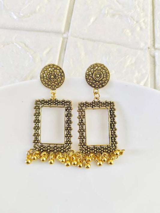 Gold Rectangle Jhumka Base - 1 Pair