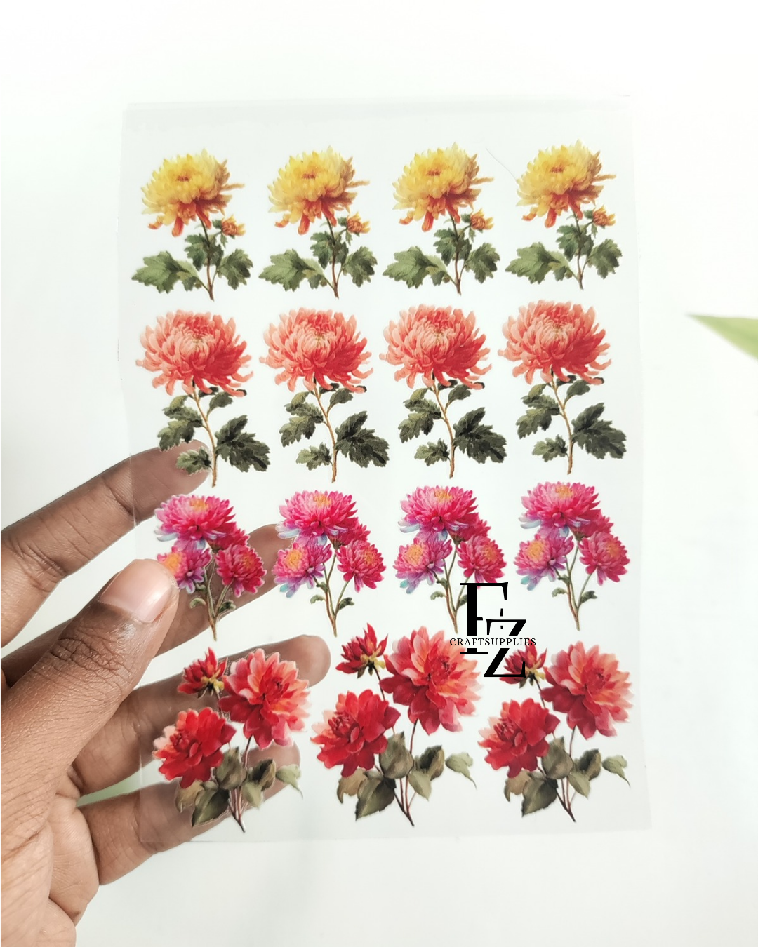 Flower with Stems Peel Off Stickers - D47