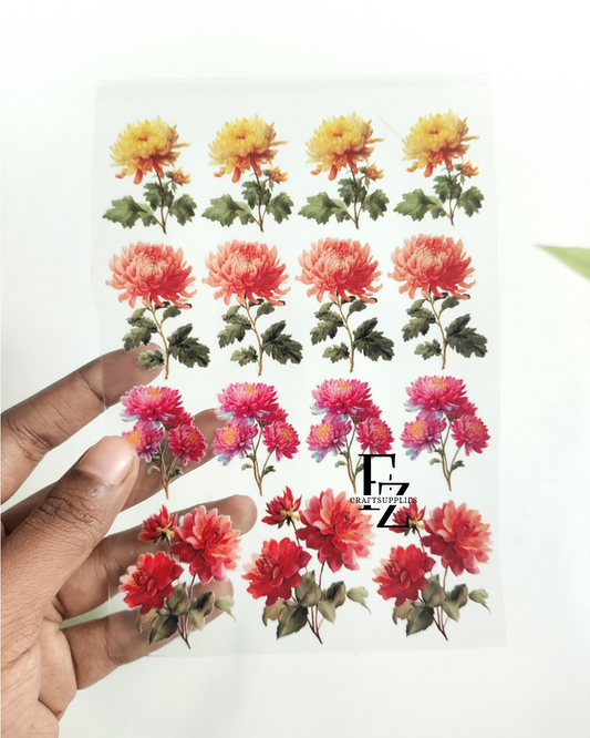 Flower with Stems Peel Off Stickers - D47