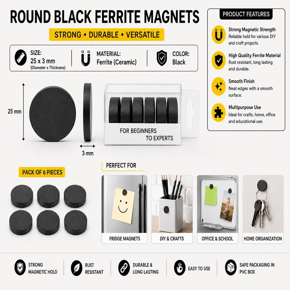 Magnet 25x3mm - 9 Pieces