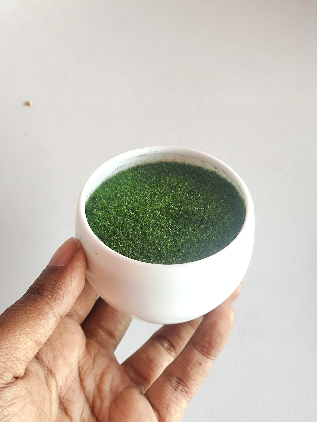 Mini Round Flower Pot with Artificial Grass