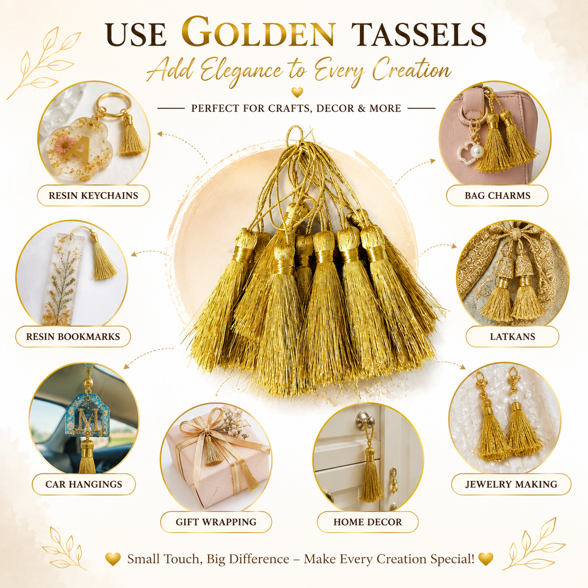 Tassels Gold - 1 Pack (12 Pieces)