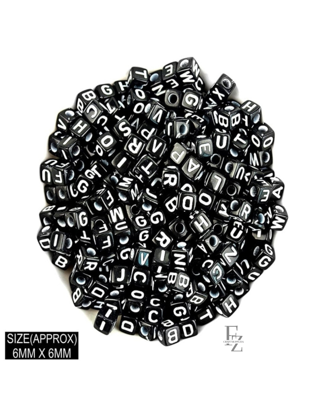 Square White Alphabet Beads - 20g