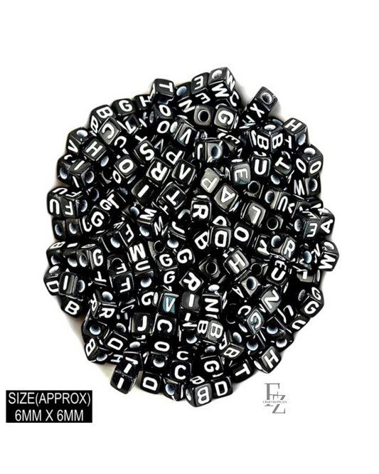 Square White Alphabet Beads - 20g