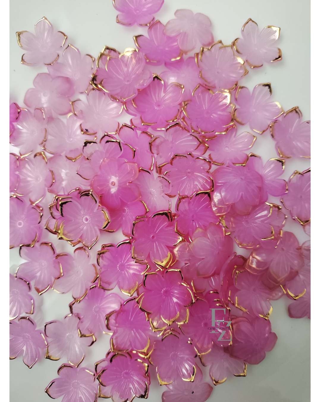 Acrylic 5 Petal Flowers - Rani Pink