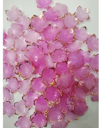 Acrylic 5 Petal Flowers - Rani Pink