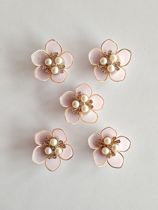 Ready Acrylic Flower L Pink - Pack of 5