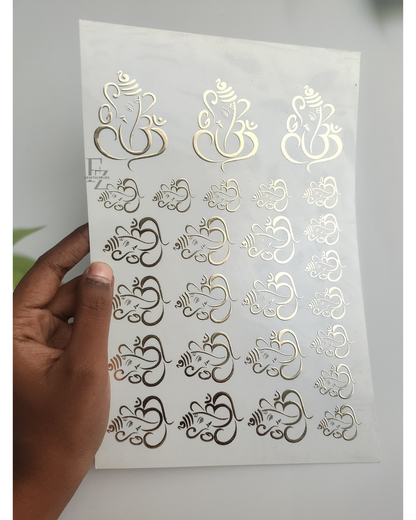 Ganeshji Gold Embossed Sticker Sheet A5 - D92