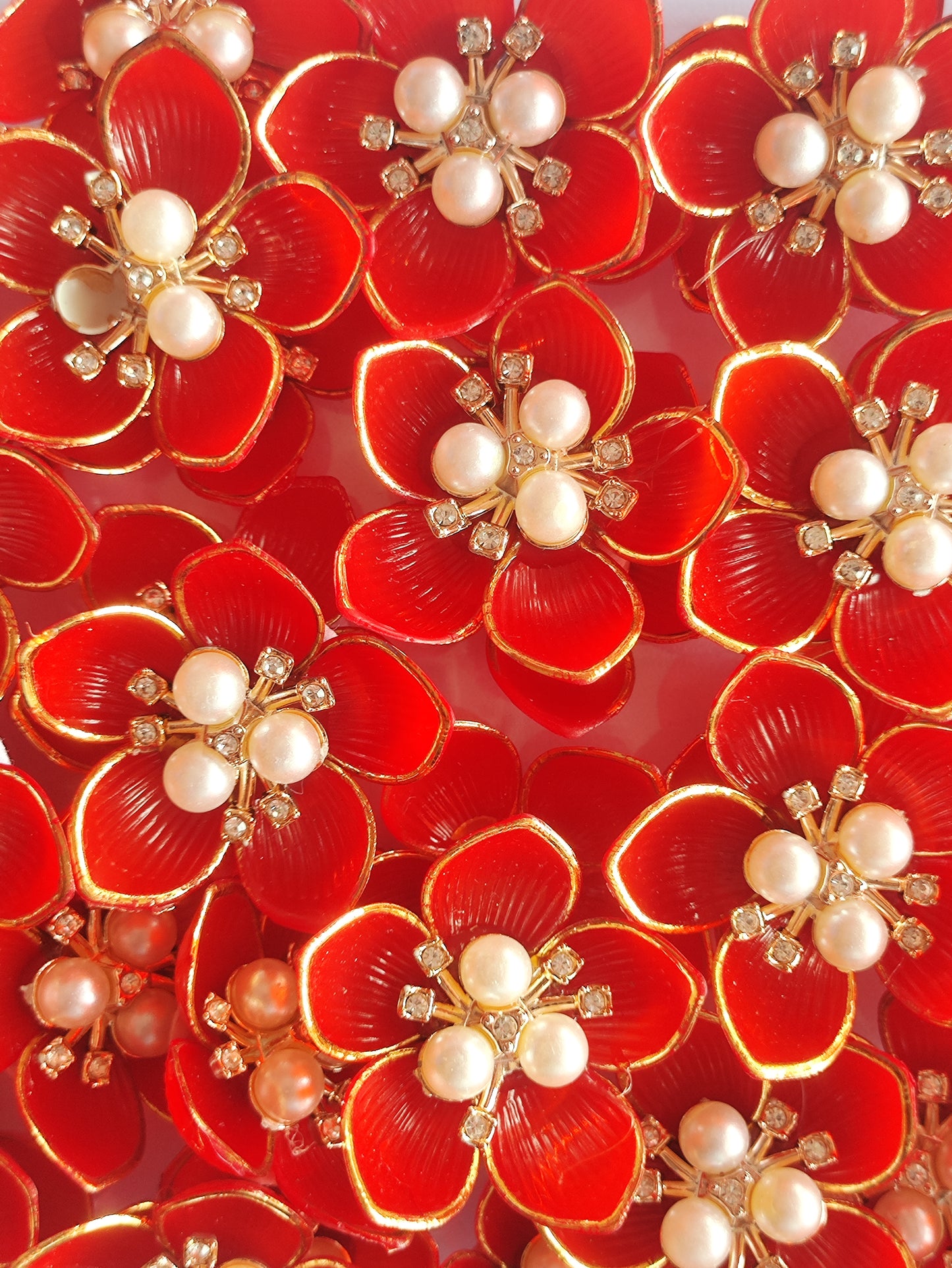 Ready Acrylic Flower Red - Pack of 5