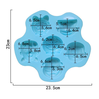 6 Cavity Doremon Anime Character Face Mould for DIY concrete art, Resin, Soap & Candle Making