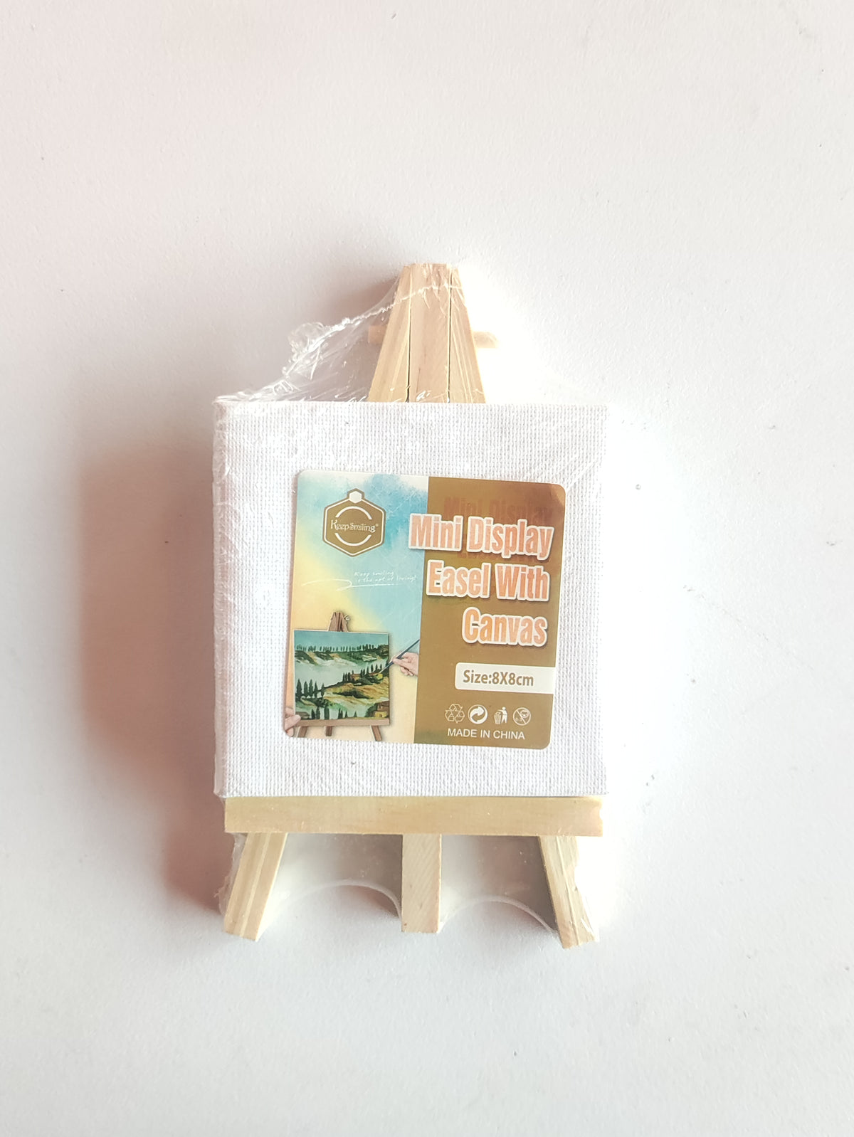 Mini Canvas with Wooden Easel Stand - 8x8cm