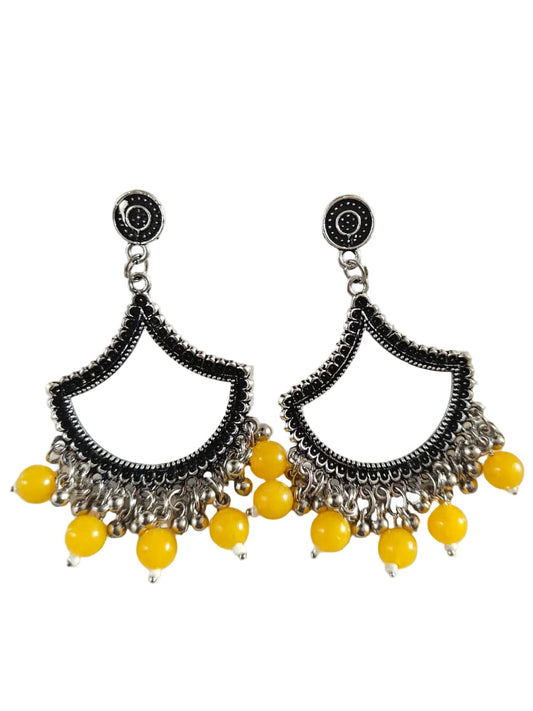 Silver Petal Yellow Beaded Jhumka Base