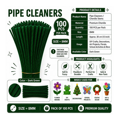 Pipe Cleaner 8MM - Dark Green (B)