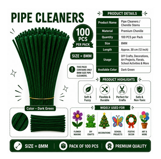 Pipe Cleaner 8MM - Dark Green (B)