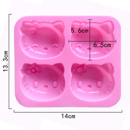 4 Cavity Hello Kitty Cartoon Face Mould for DIY concrete art, Resin, Soap & Candle Making