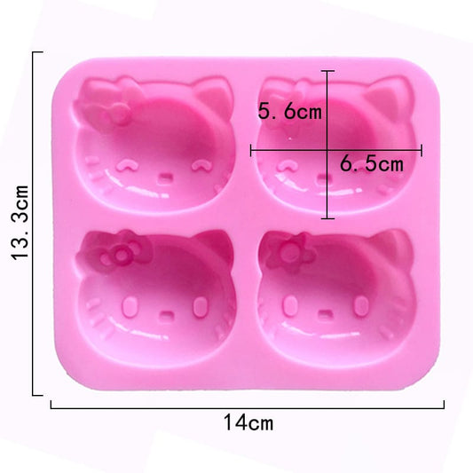 4 Cavity Hello Kitty Cartoon Face Mould for DIY concrete art, Resin, Soap & Candle Making