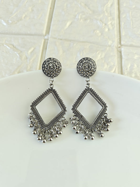 Silver Diamond Jhumka Base - 1 Pair