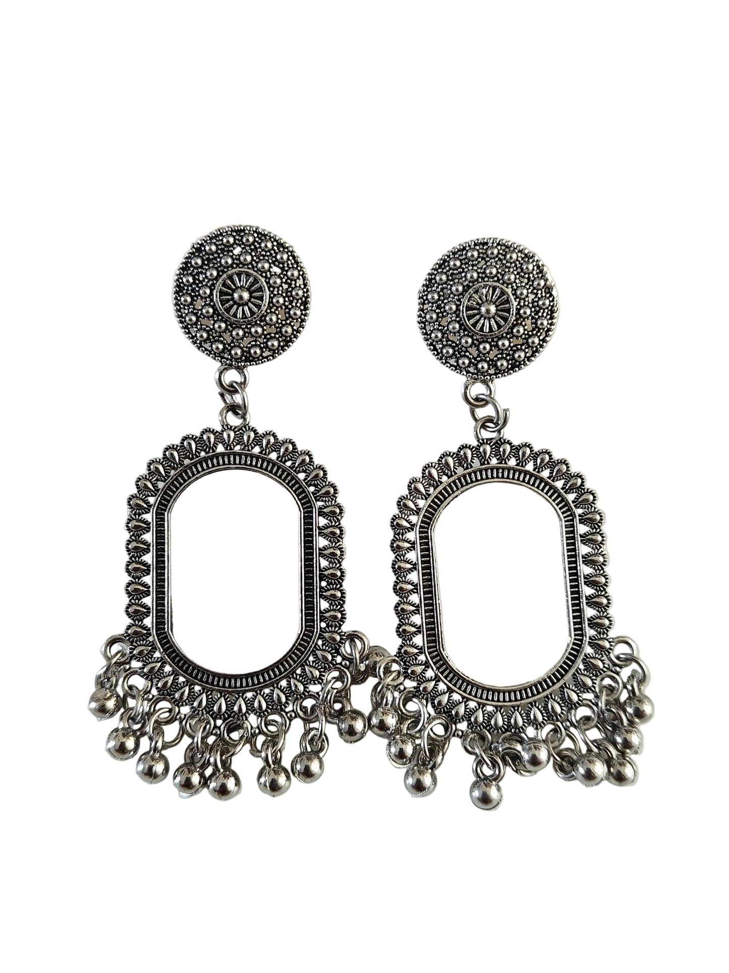 Silver Oval Jhumka Base - 1 Pair