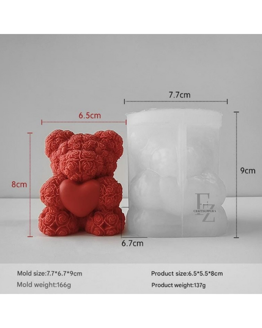 Teddy with Heart Candle Mould
