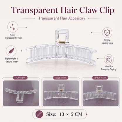 Transparent Curvy Claw Clip for Decoden & Pipe Cleaners - 1 Piece