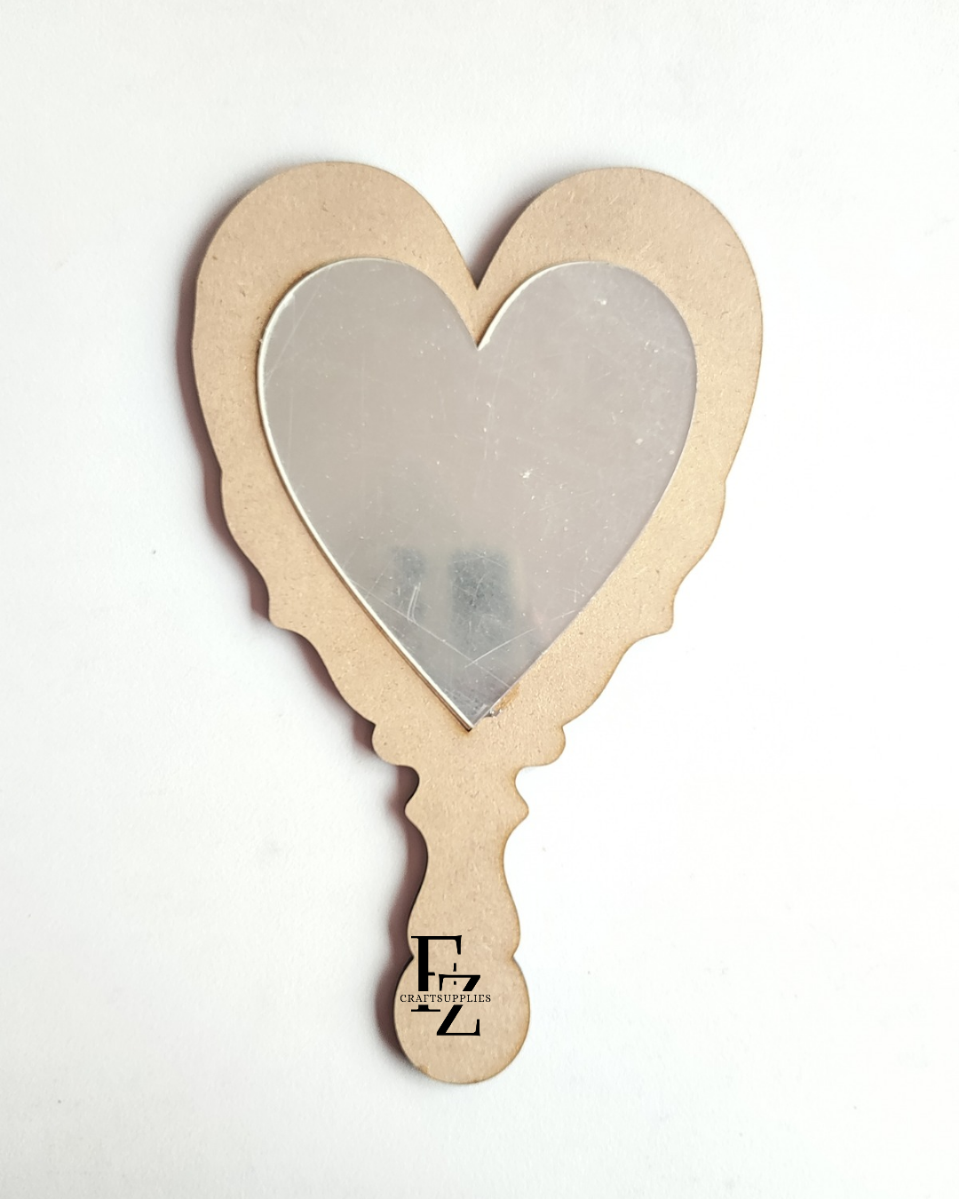 Heart Hand Mirror Mdf with Silver Acrylic