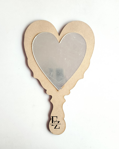 Heart Hand Mirror Mdf with Silver Acrylic
