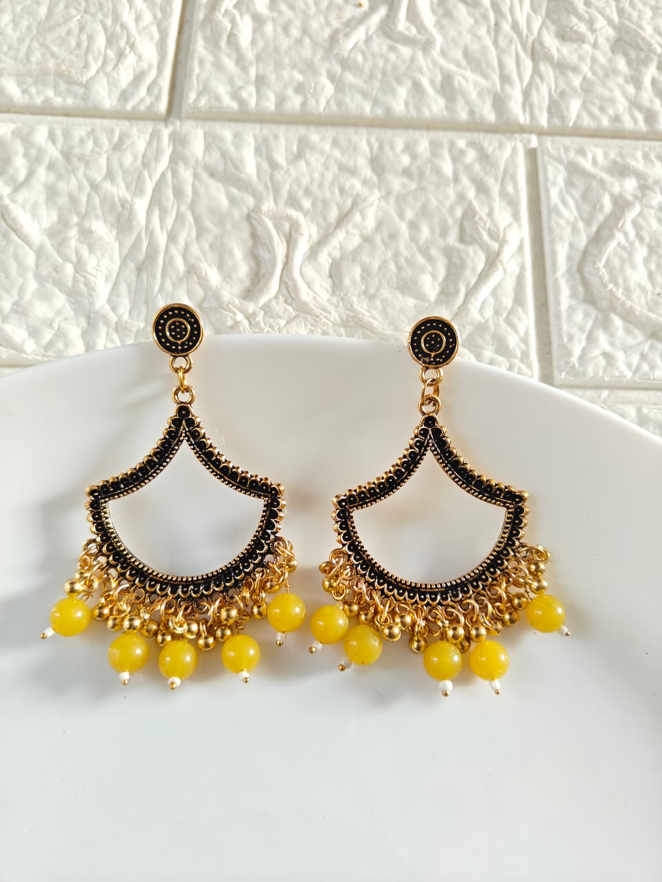 Gold Petal Yellow Beaded Jhumka Base