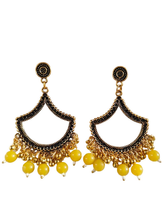Gold Petal Yellow Beaded Jhumka Base
