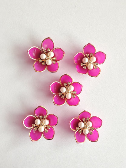 Ready Acrylic Flower Rani Pink - Pack of 5