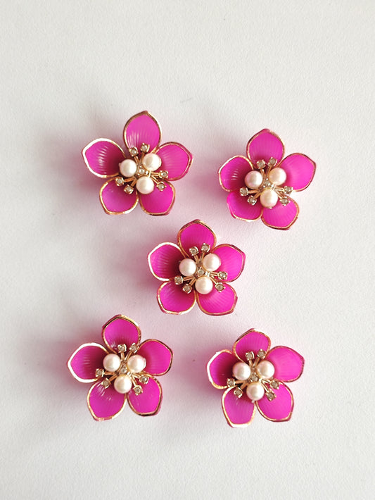 Ready Acrylic Flower Rani Pink - Pack of 5