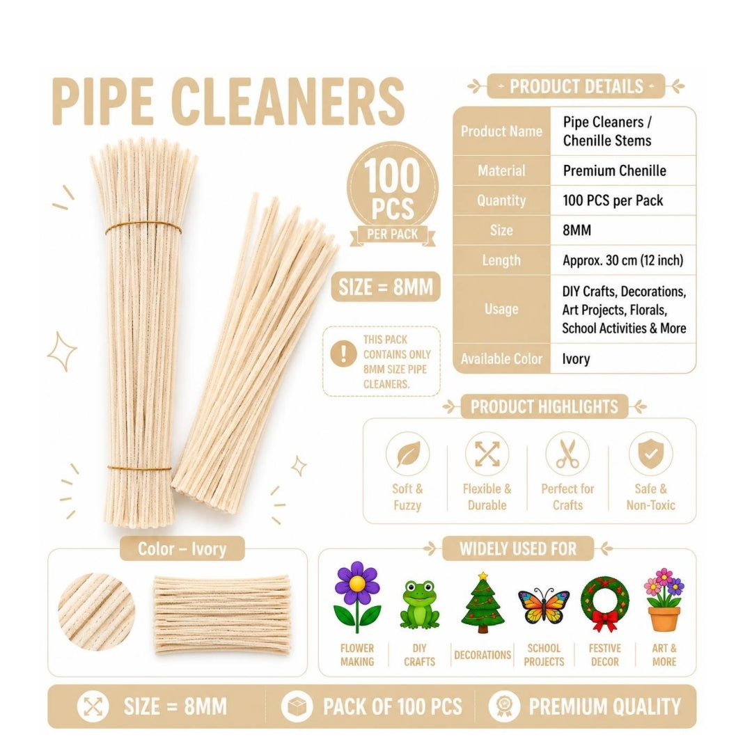 Pipe Cleaner 8MM - Ivory
