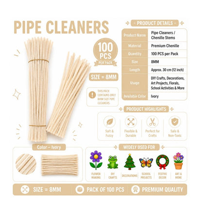 Pipe Cleaner 8MM - Ivory