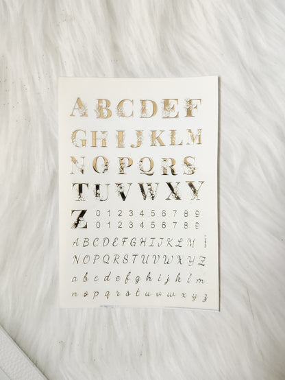 Alphabet Embossed Sticker Sheet A6 - D88