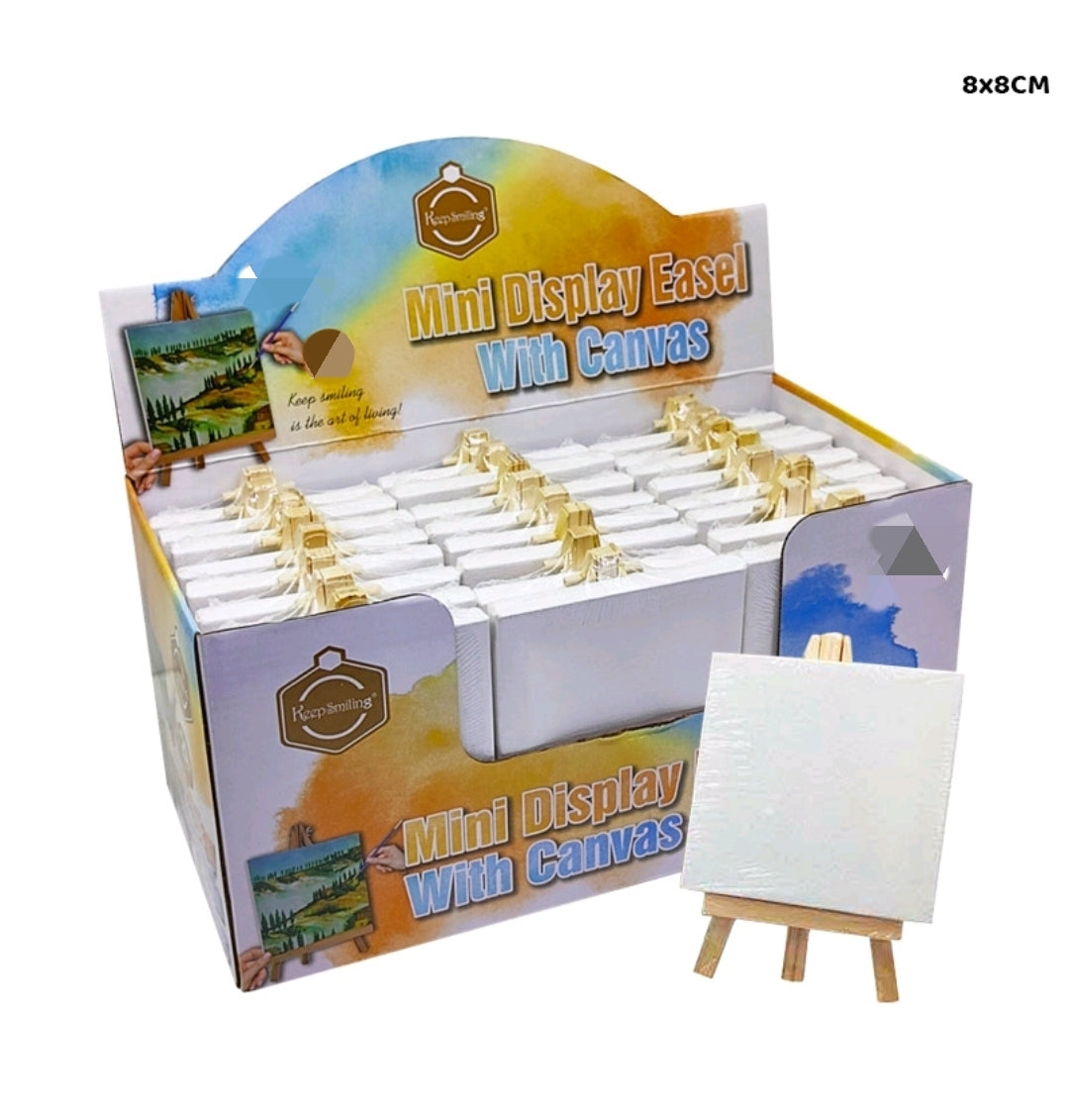 Mini Canvas with Wooden Easel Stand - 8x8cm