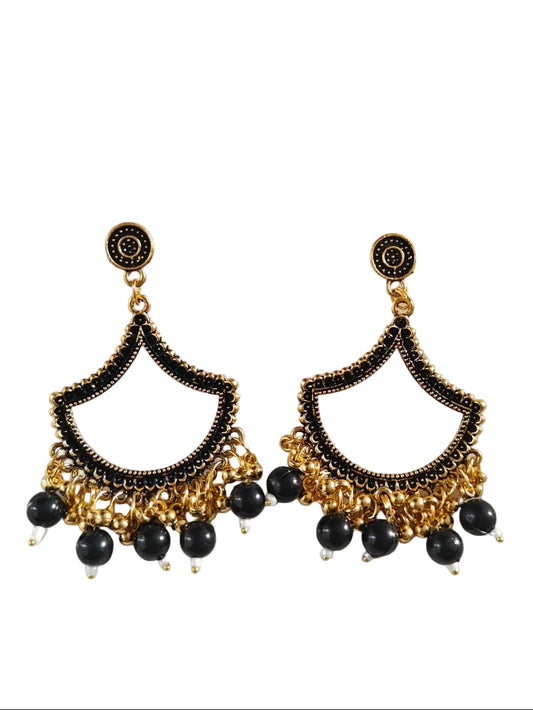 Gold Petal Black Beaded Jhumka Base