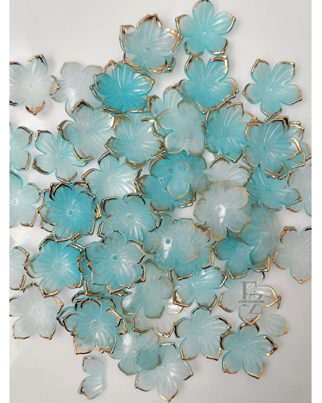 Acrylic 5 Petal Flowers - Blue