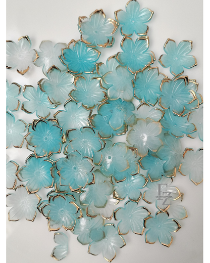 Acrylic 5 Petal Flowers - Blue