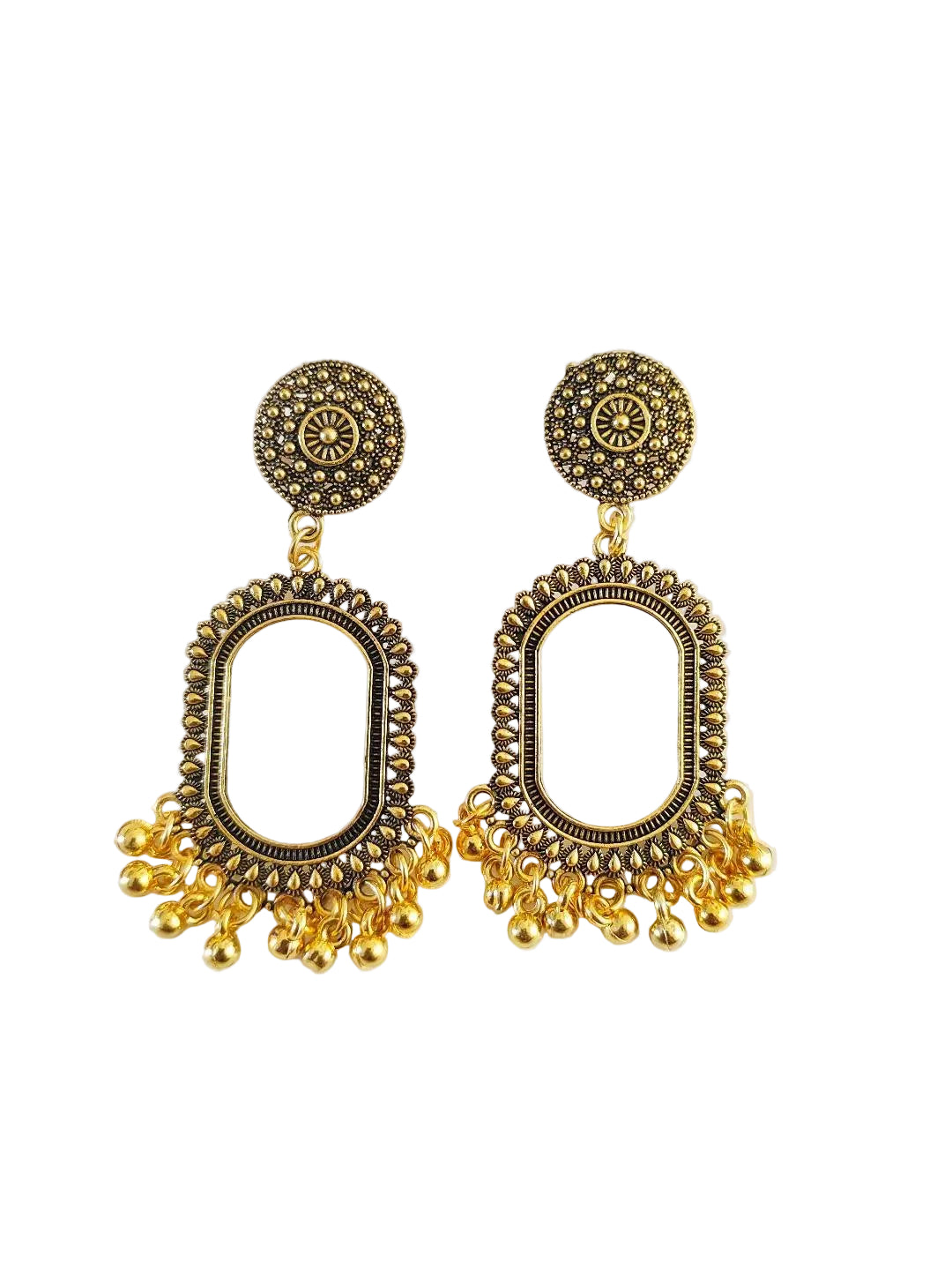 Gold Oval Jhumka Base - 1 Pair