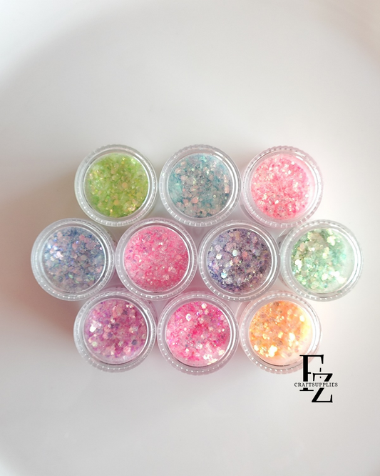 Shimmer Glitter Chunks - Set of 10