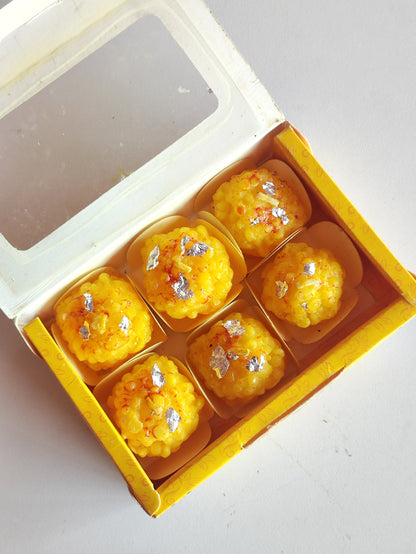 Big Laddu Yellow Candles - Set of 6 Pieces